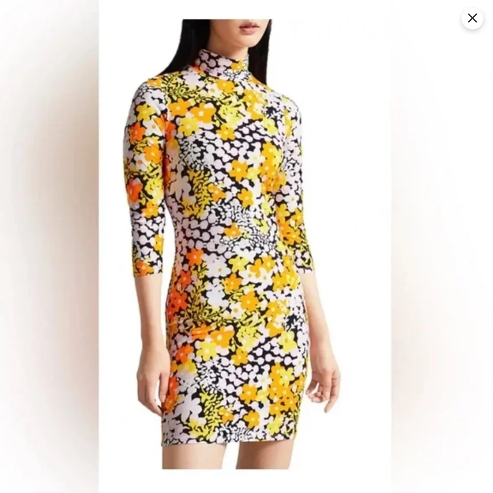 REDUCED NWOT TED BAKER FLORAL MINI DRESS LONG SLEEVE XS-S